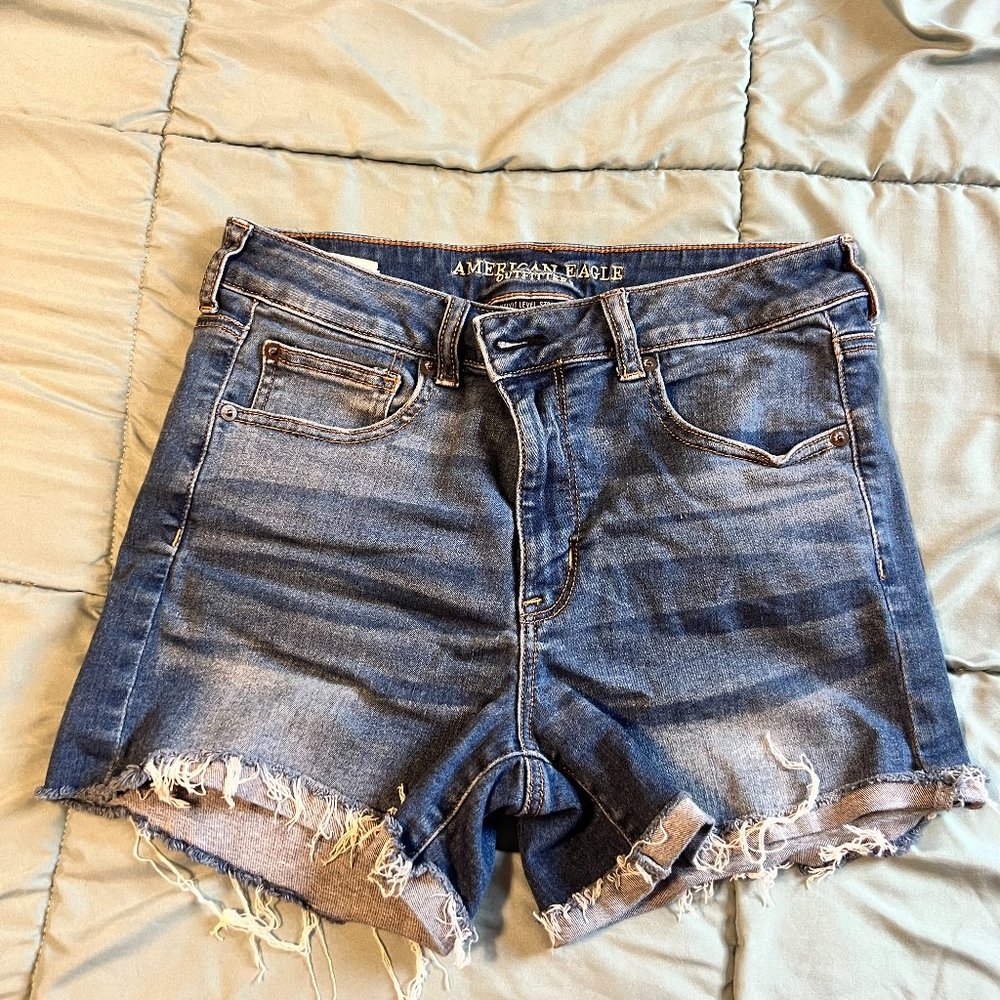 Womens American Eagle Dark Wash Jean Short Size 12